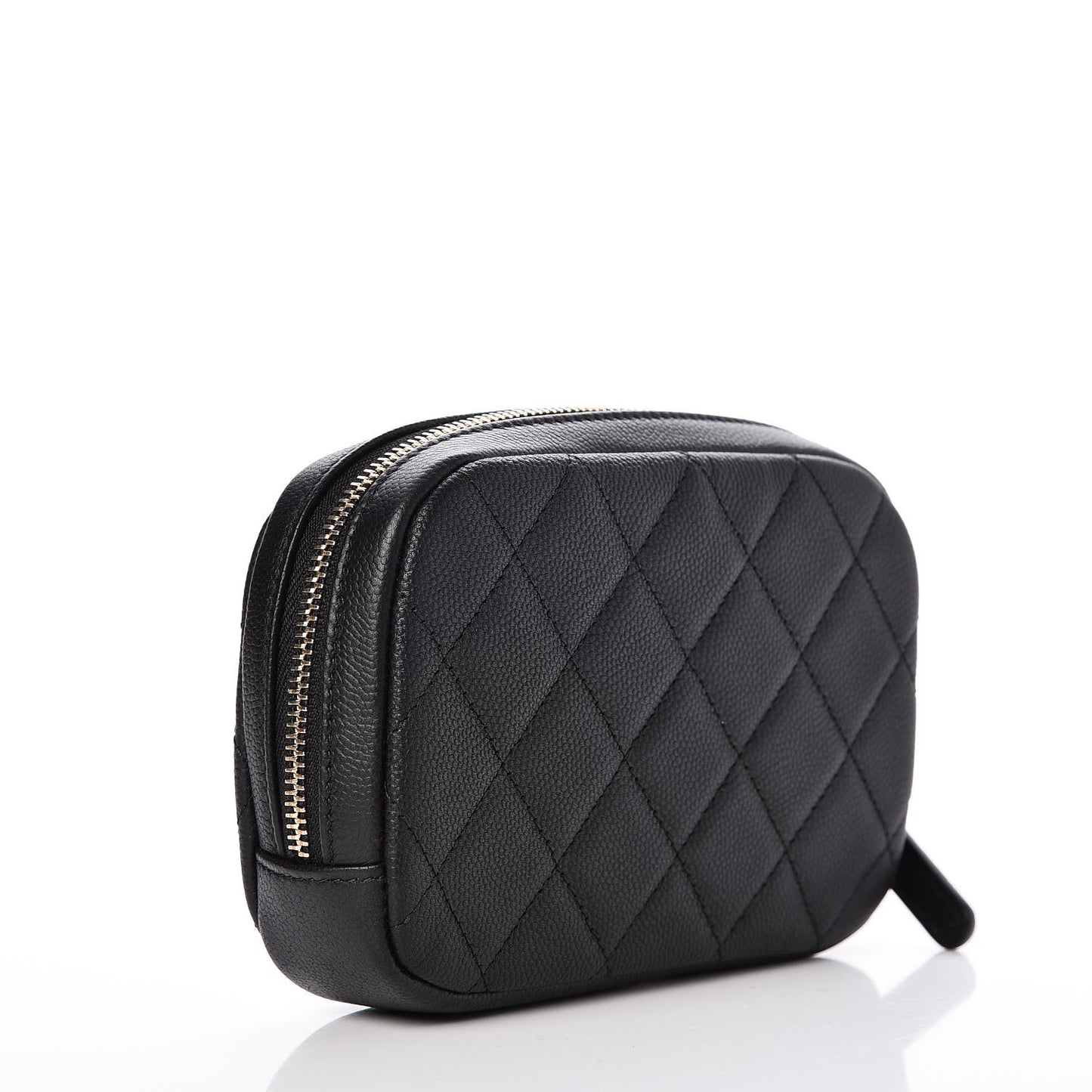 Caviar Quilted Small Curvy Pouch Cosmetic Case Black