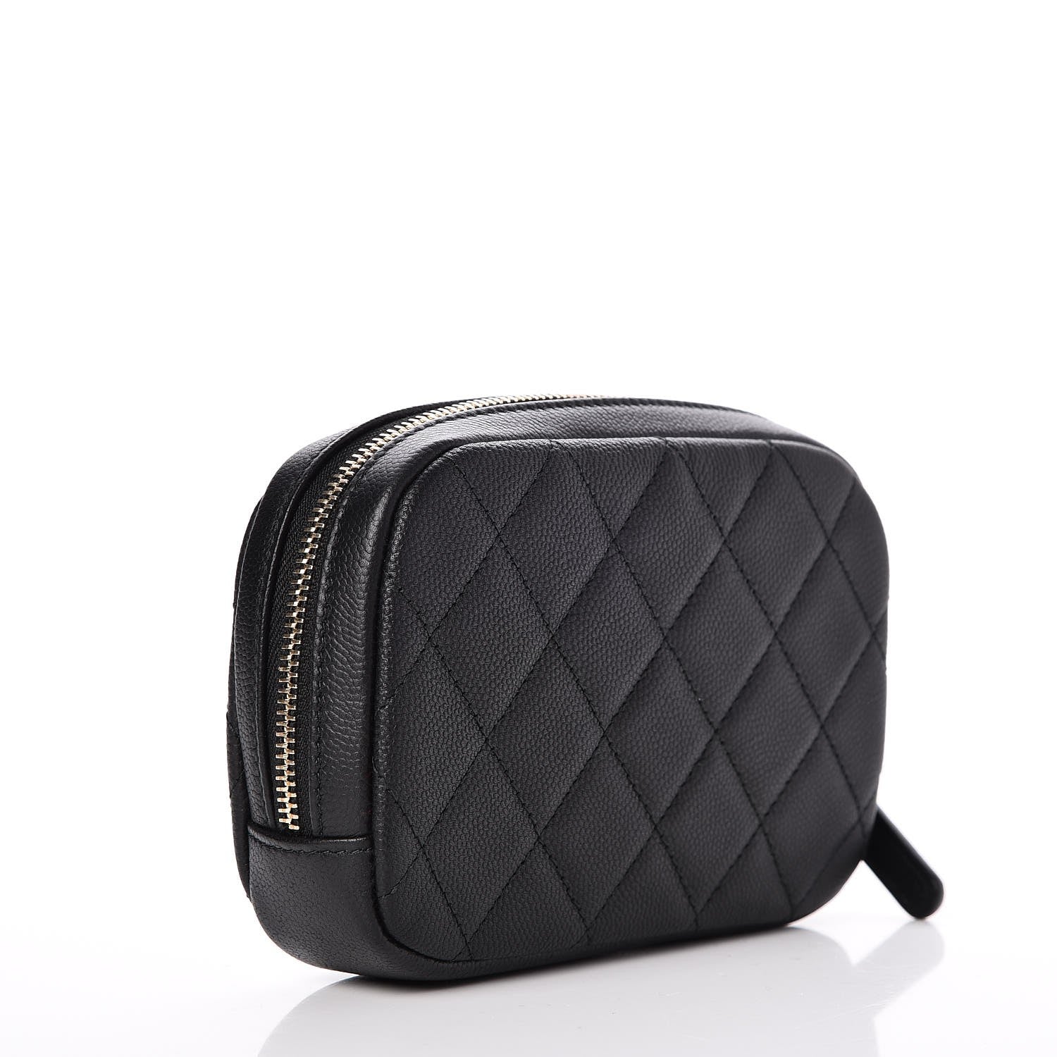 Chanel Caviar Quilted Small Curvy Pouch Cosmetic Case Black 3 of 8