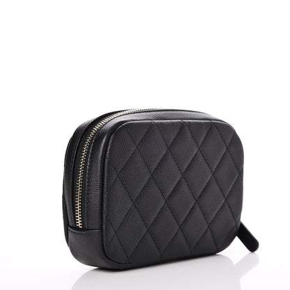 Chanel Caviar Quilted Small Curvy Pouch Cosmetic Case Black 3 of 8