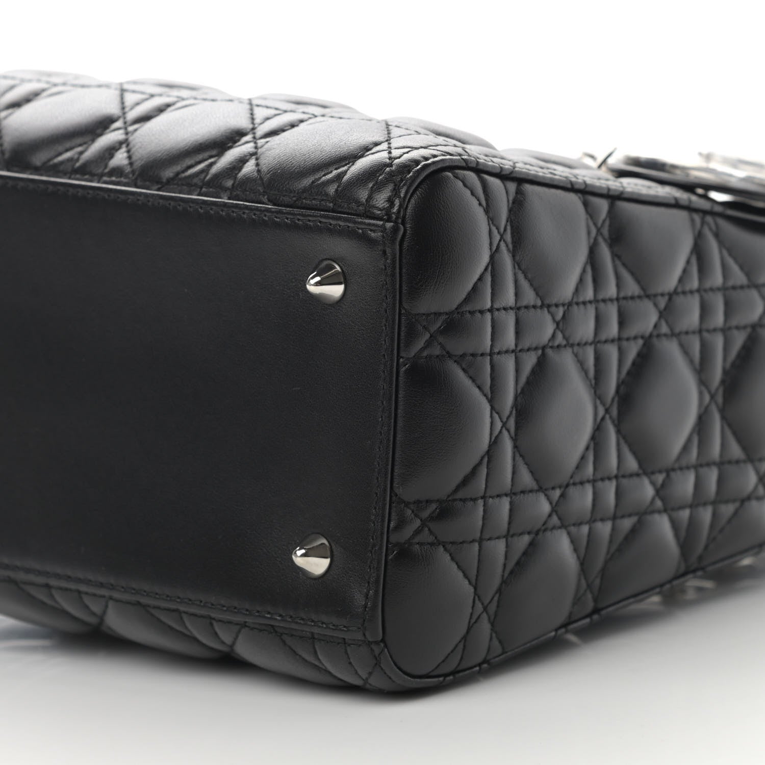 Christian Dior Lambskin Cannage Medium Lady Dior Black 10 of 11