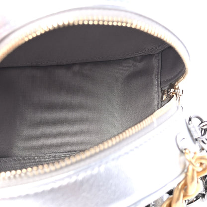 Chanel Metallic Lambskin Quilted Chanel 19 Round Clutch With Chain Silver 5 of 9