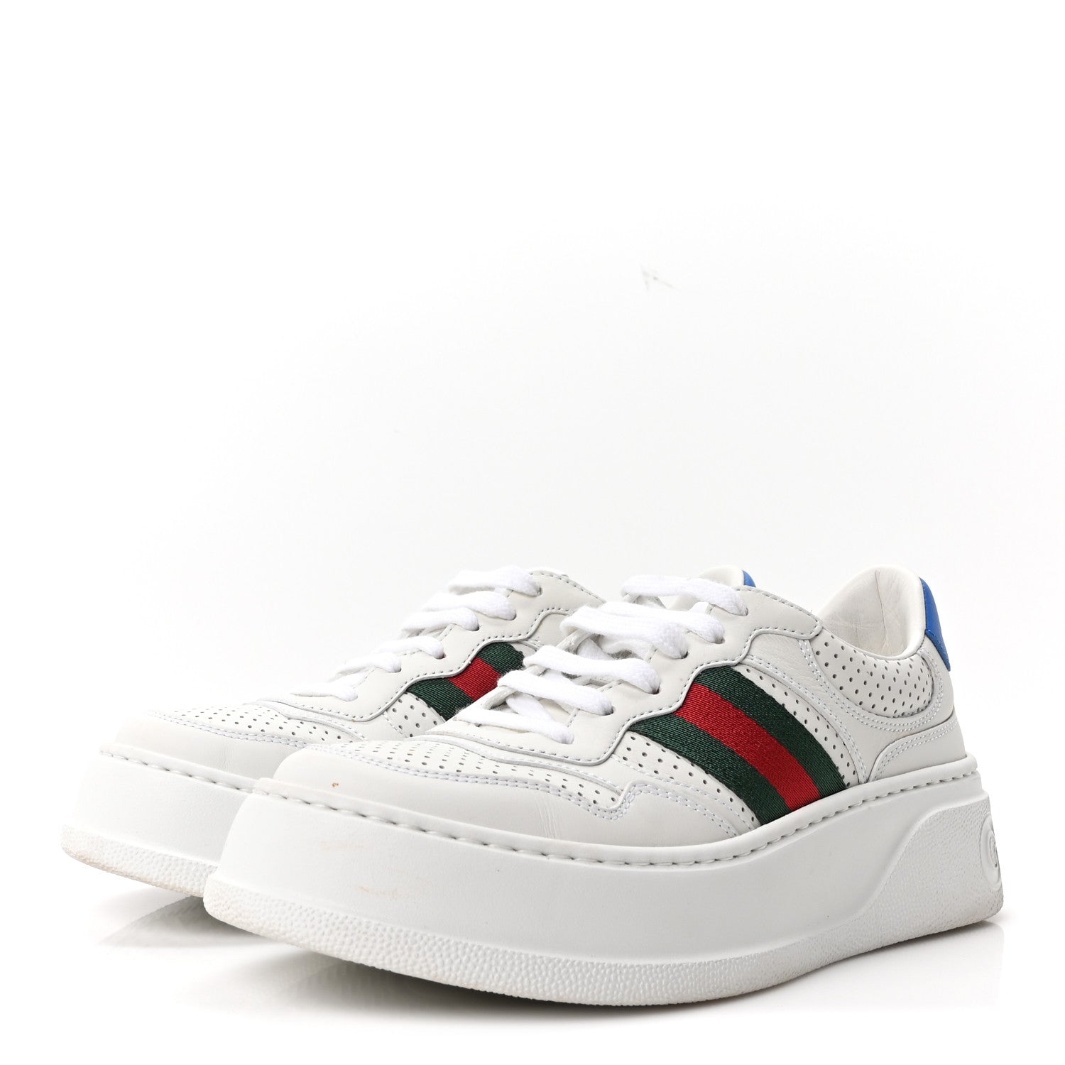 Gucci Calfskin Web Perforated Womens Platform 55mm Sneakers 37.5