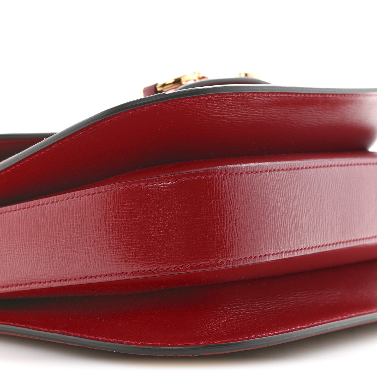 GG Supreme Monogram Azalea Calfskin Horsebit 1955 Shoulder Bag Beige Ebony New Cherry Red