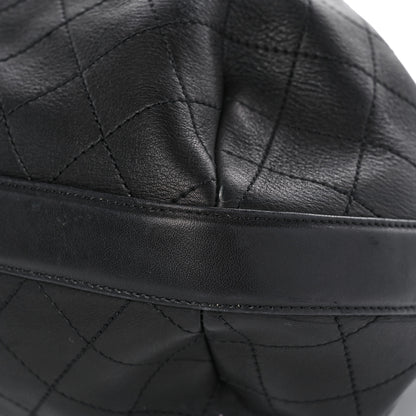 Chanel Calfskin Stitched Small Paris Rome Drawstring CC Bag Black 10 of 11