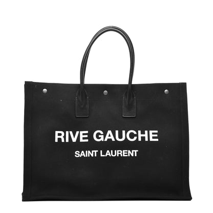 Saint Laurent Linen Calfskin Rive Gauche Tote Black 1 of 8