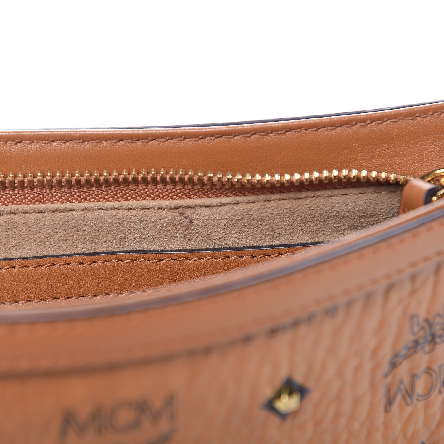 MCM Visetos Studded Small Crossbody Bag Cognac 8 of 10