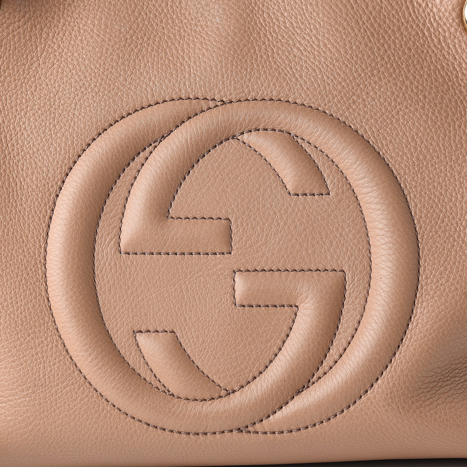 Gucci Pebbled Calfskin Medium Soho Chain Shoulder Bag Rose Beige 9 of 9