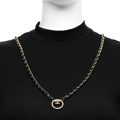 Chanel Metal Lambskin CC Round Long Necklace Gold Black 2 of 5