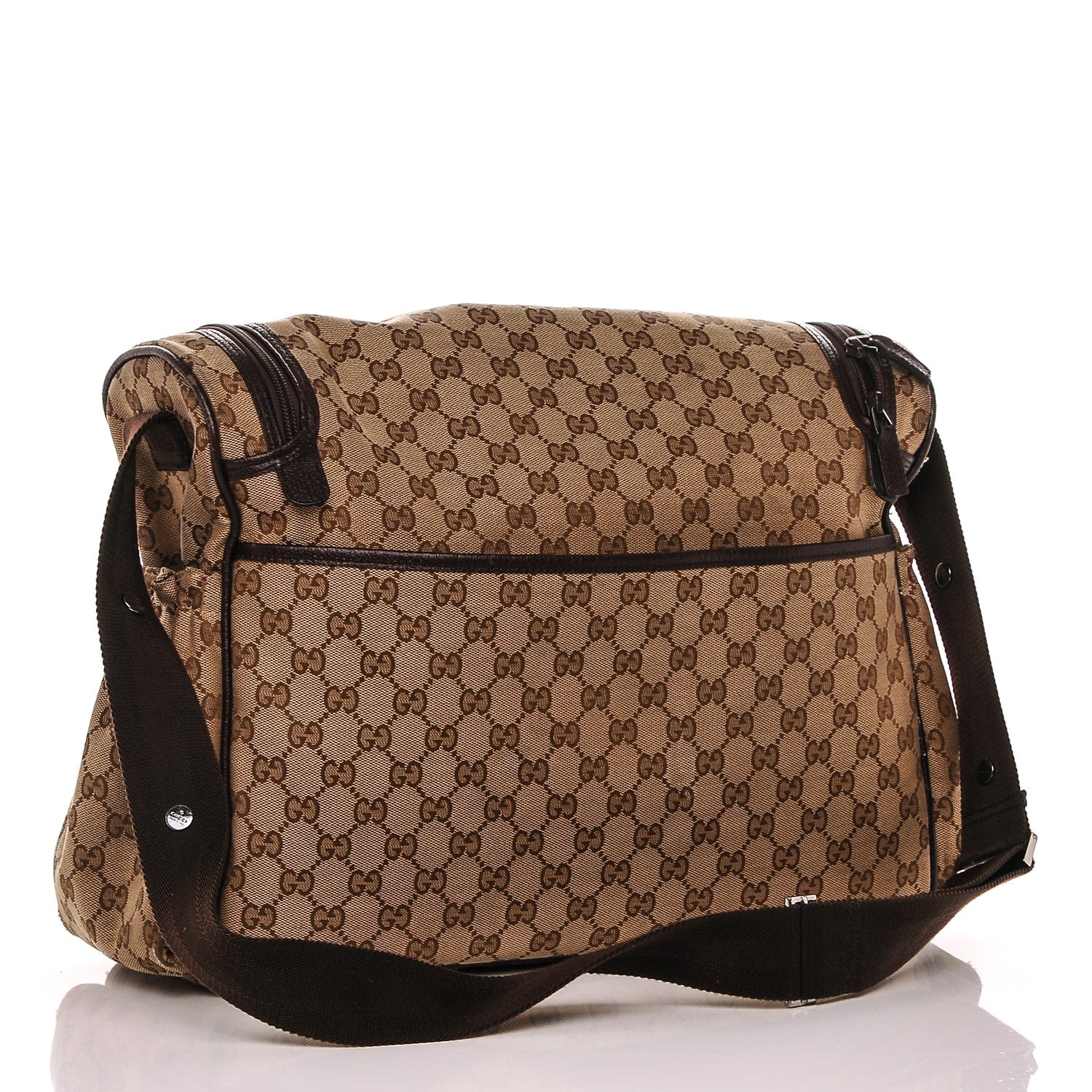 Gucci Monogram Natural Pigskin Large Diaper Bag Beige Ebony Cocoa Dark Chocolate 3 of 11