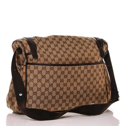 Gucci Monogram Natural Pigskin Large Diaper Bag Beige Ebony Cocoa Dark Chocolate 3 of 11