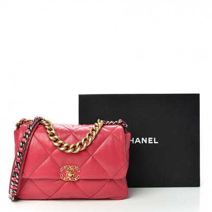 Chanel Lambskin Quilted Large Chanel 19 Flap Dark Pink 10 of 10