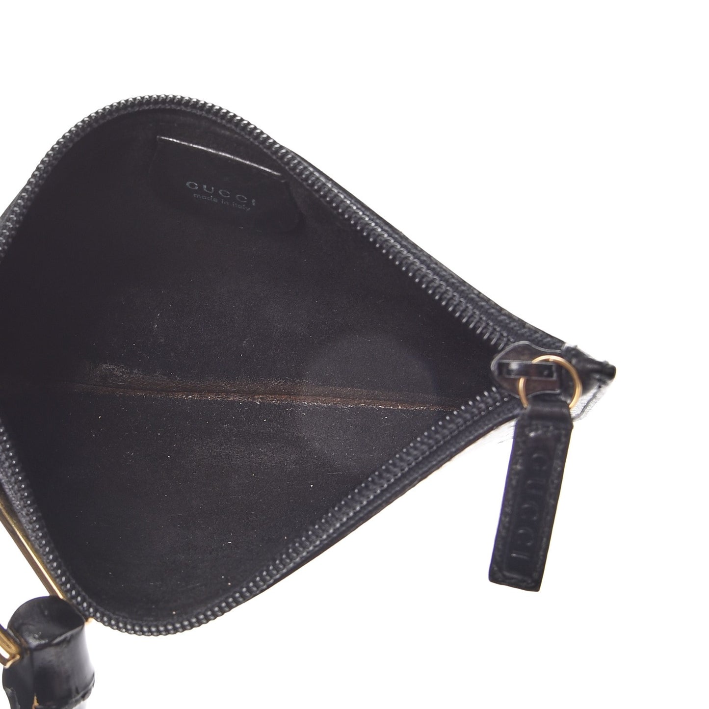 Leather Bamboo Handle Shoulder Bag Black