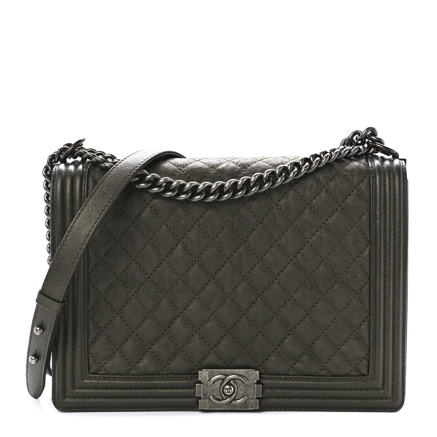 Caviar Quilted Large Boy Flap Green
