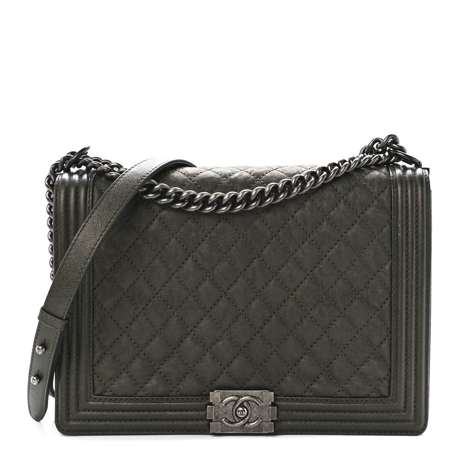 Chanel Caviar Quilted Large Boy Flap Green 1 of 10