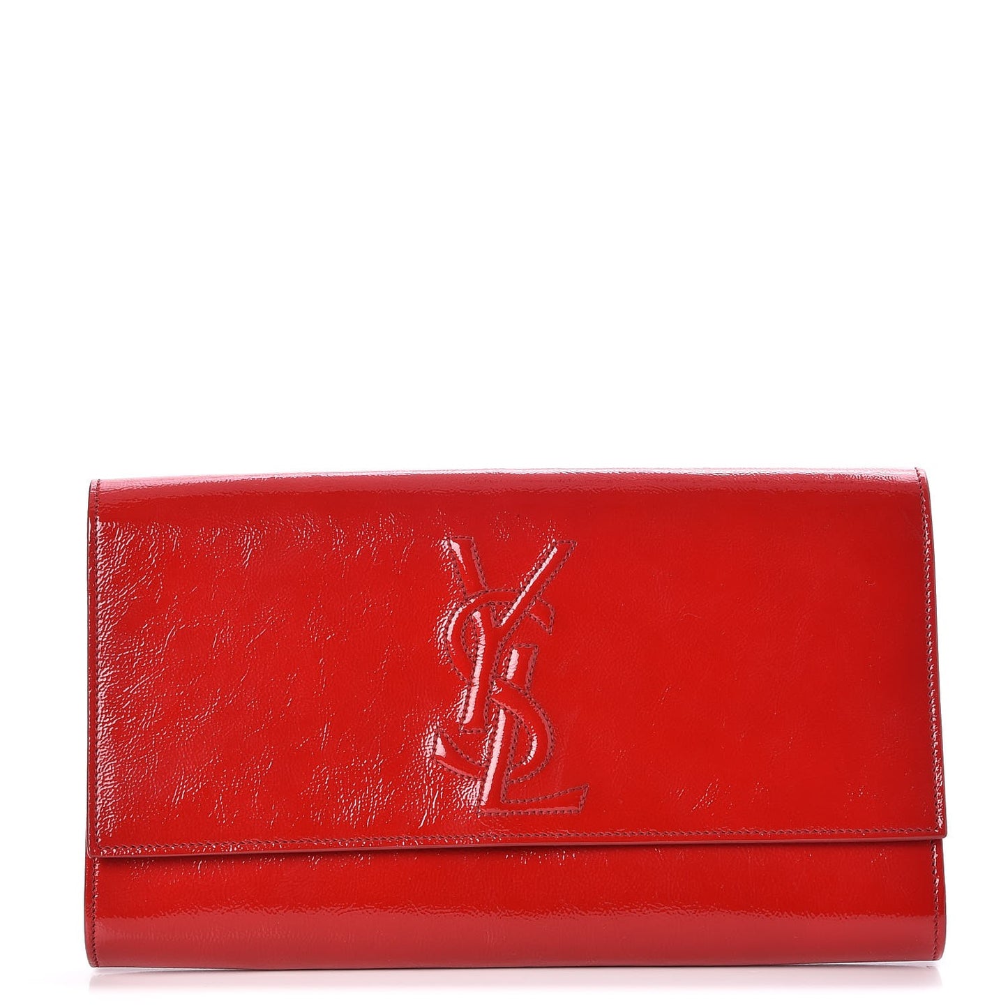 Textured Patent Monogram Large Belle De Jour Clutch Red
