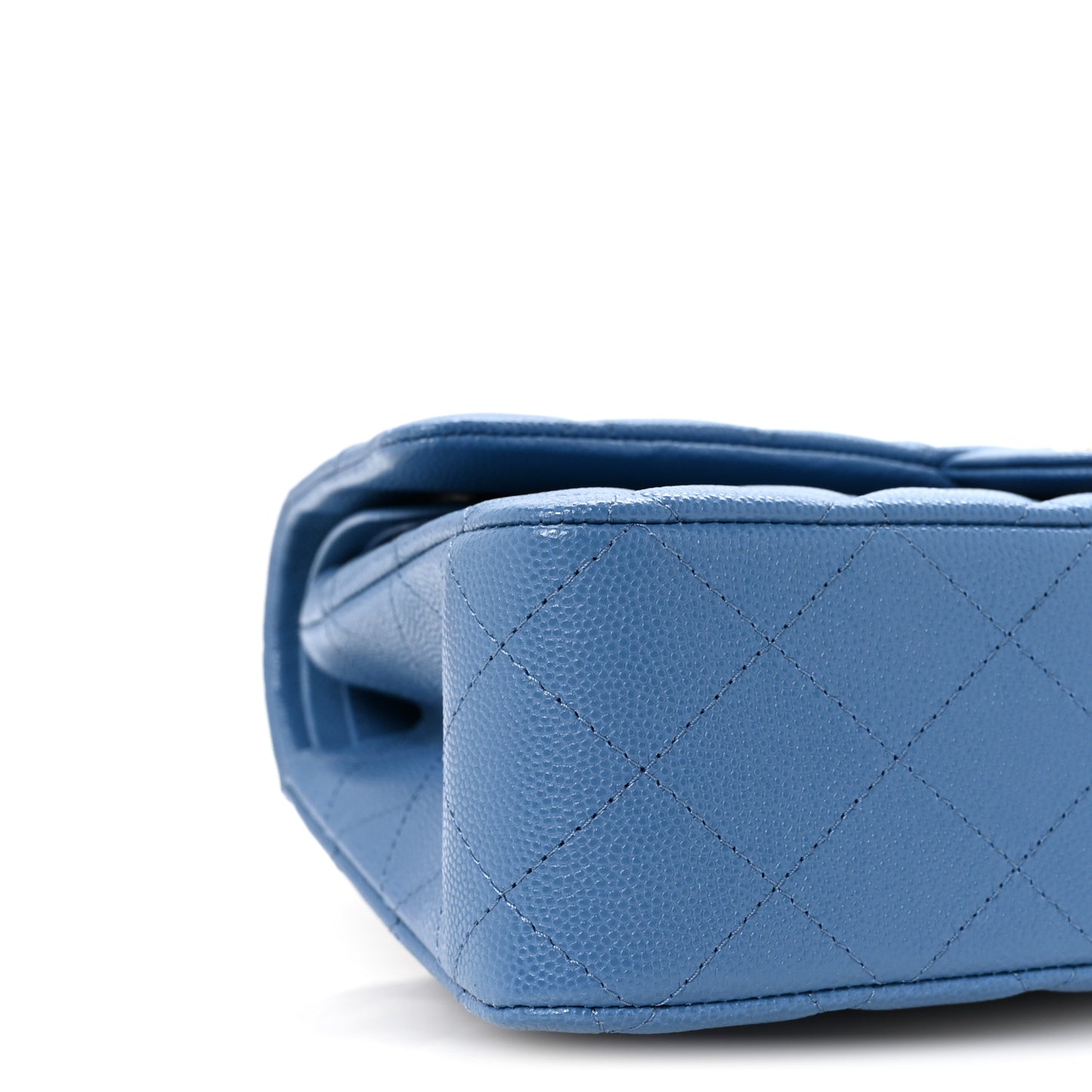 Caviar Quilted Medium Double Flap Blue