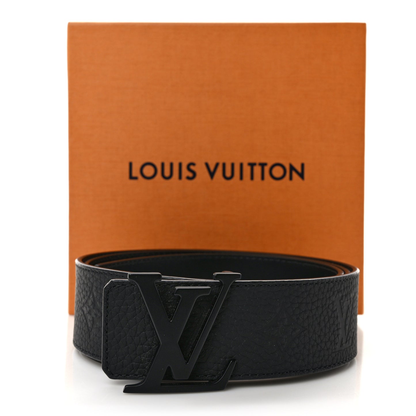 Taurillon Calfskin 40mm LV Initiales Reversible Belt 95 38 Black
