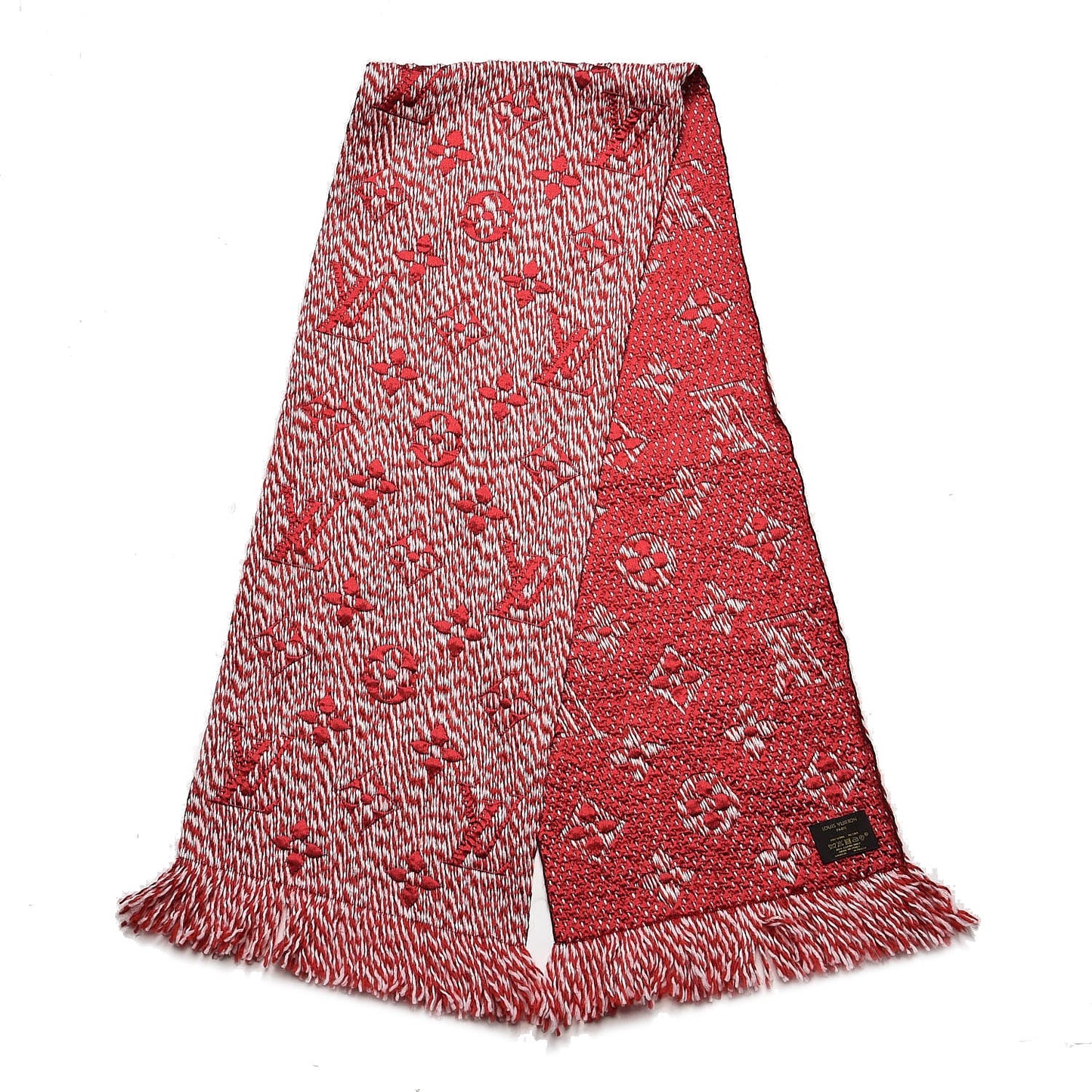 Wool Silk Logomania Mix Scarf Coquelicot