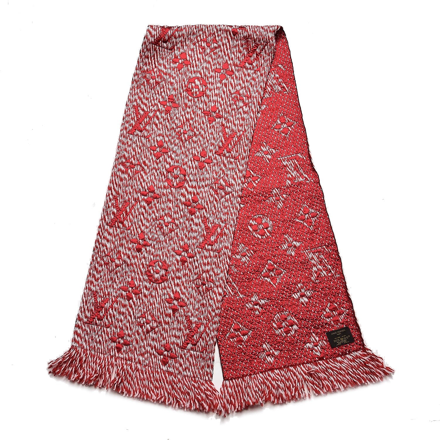 Louis Vuitton Wool Silk Logomania Mix Scarf Coquelicot 3 of 4