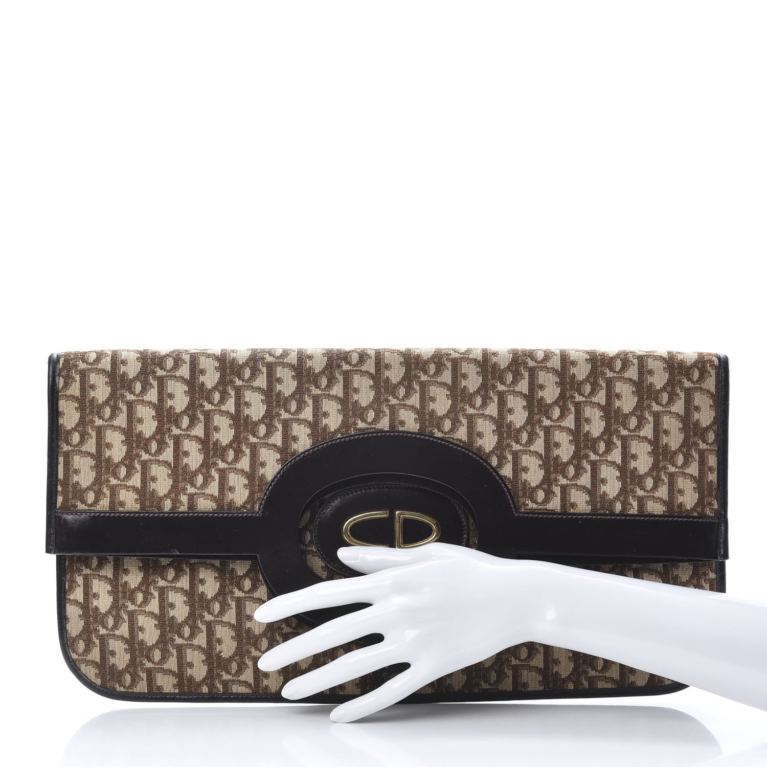 Christian Dior Monogram Fold Over Clutch Brown 2 of 11