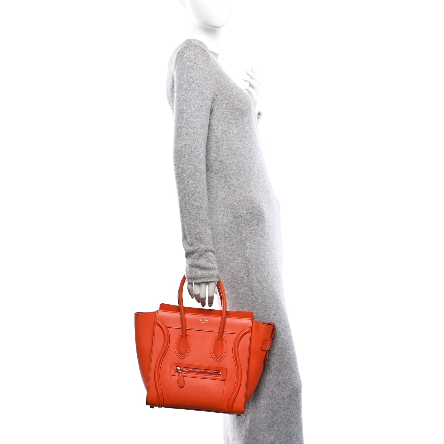 Celine Smooth Calfskin Mini Luggage  Bright Orange 3 of 18
