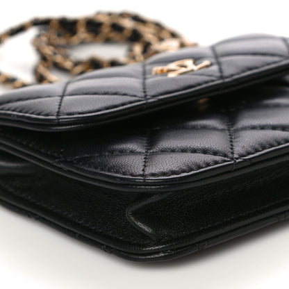 Chanel Lambskin Quilted Pearl Crush Clutch With Chain Black 10 of 12