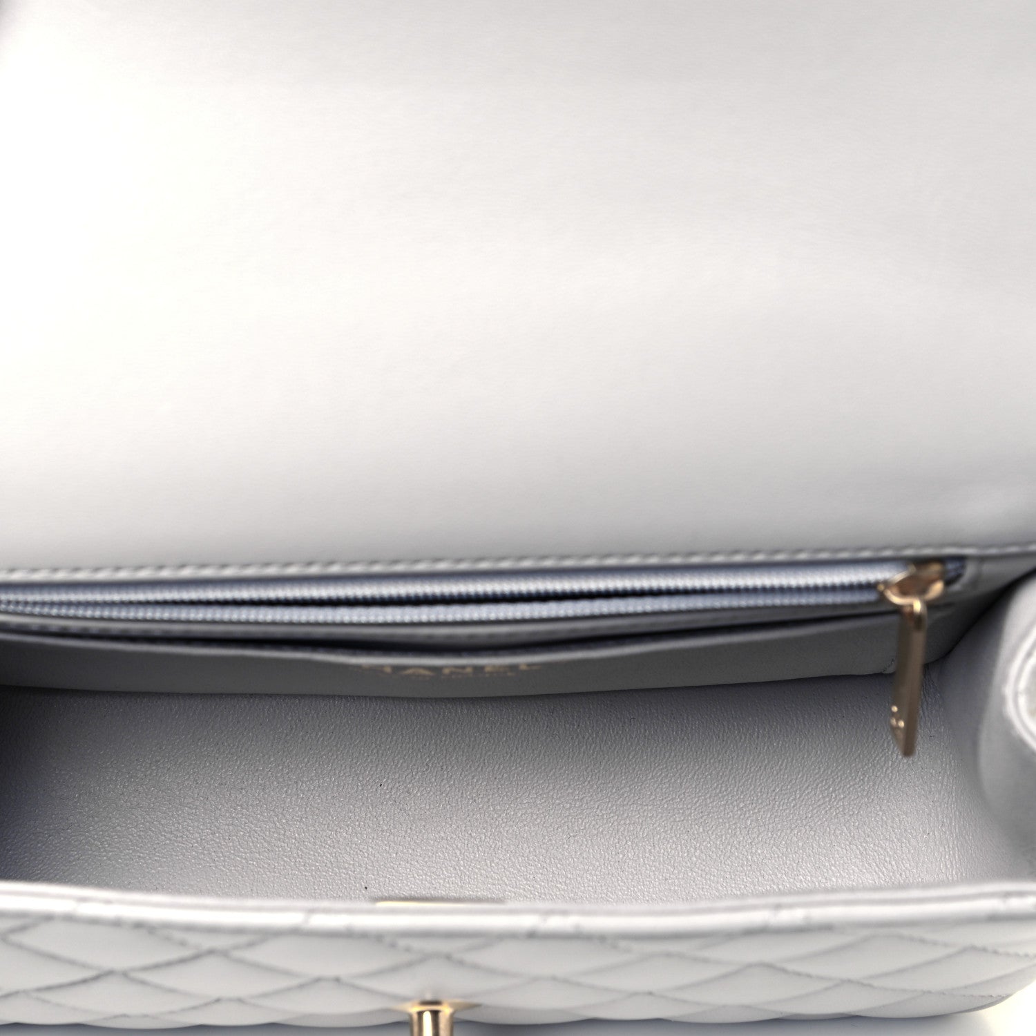 Chanel Lambskin Quilted Mini Top Handle Rectangular Flap Grey 5 of 8