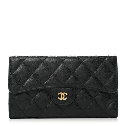 Chanel Caviar Quilted Long Flap Wallet Black 1 of 9