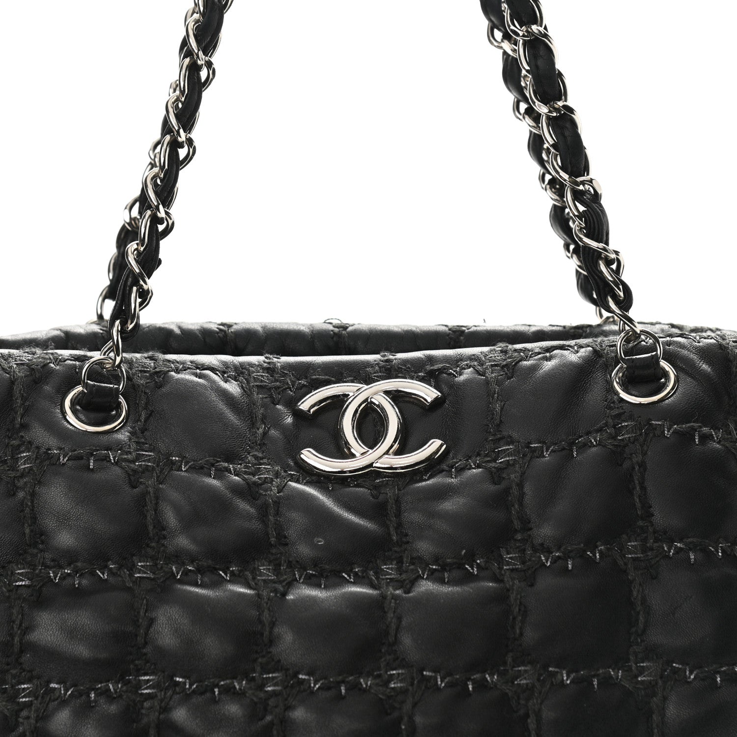 Chanel Lambskin Tweed Double Stitch Tote Black 8 of 10