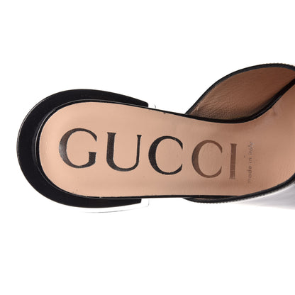 Gucci Patent Lexi Horsebit Mid-Heel Slide Sandals 37.5 Black 7 of 7