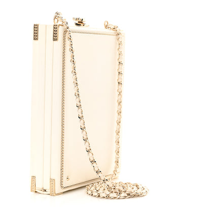 Chanel Lambskin Room Card Minaudiere Evening Bag White Gold 3 of 12