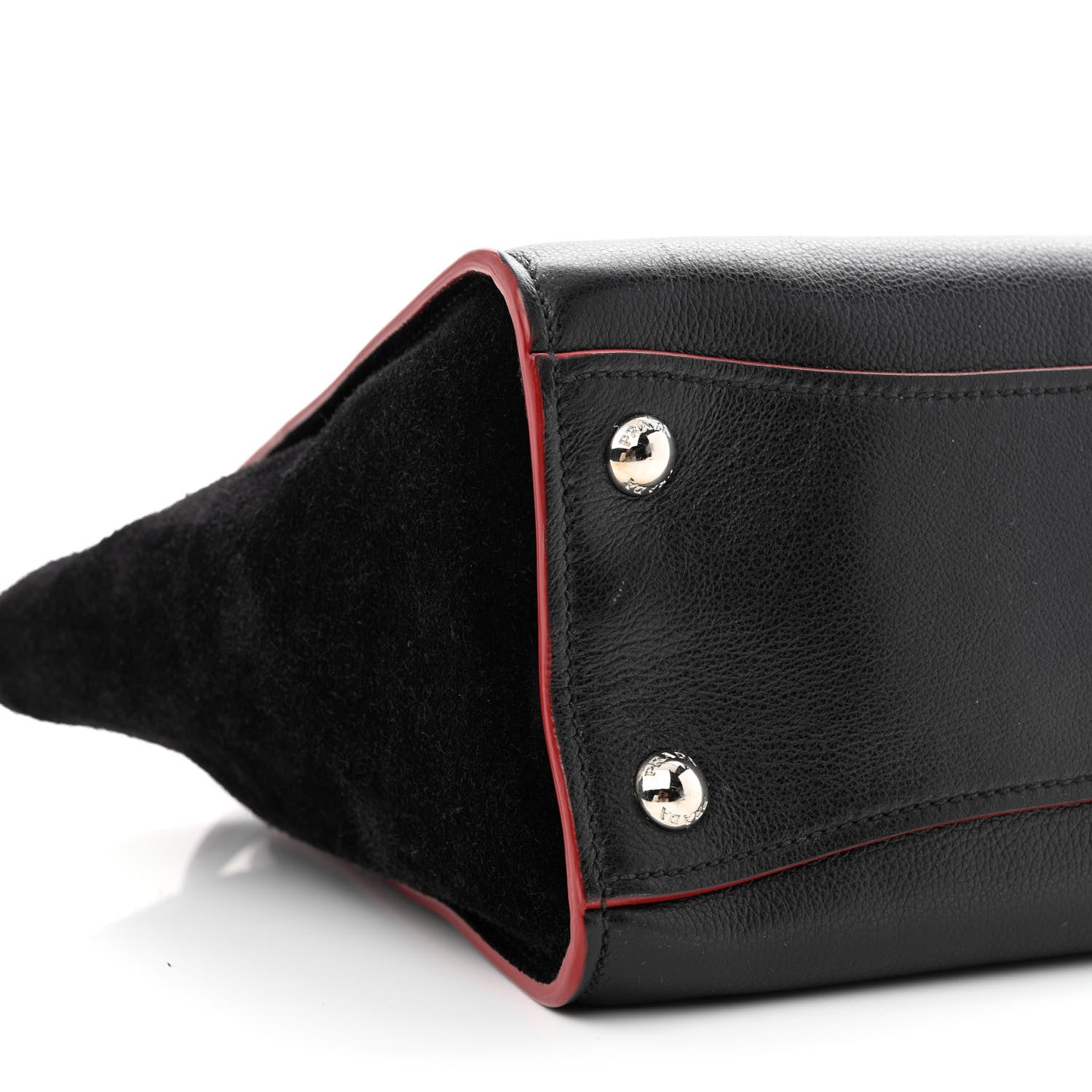 Prada Saffiano Bicolor Tote Black Fuoco 10 of 12