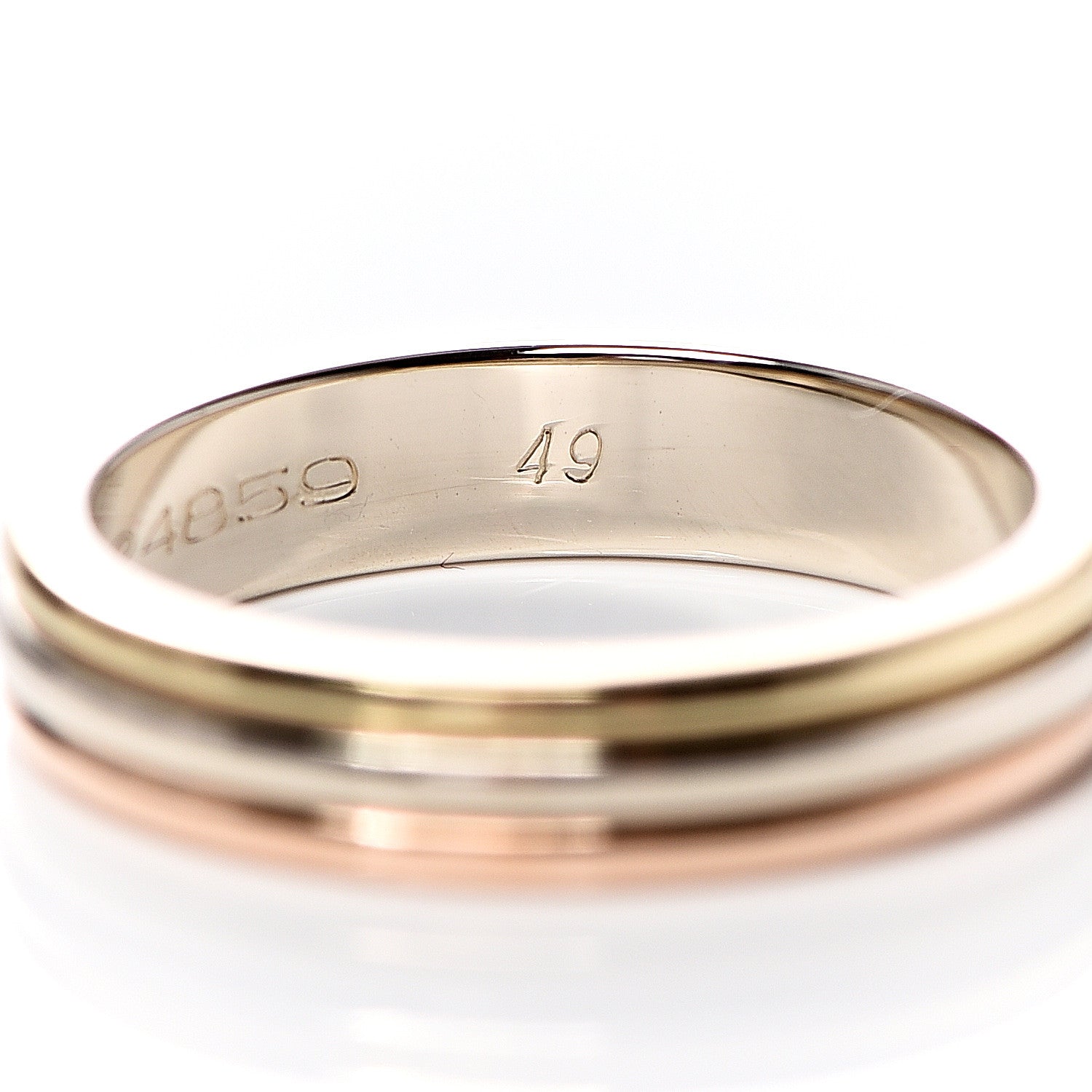 Cartier 18K Pink White Yellow Gold 3.5mm Trinity Wedding Band Ring 49 4.75 7 of 7