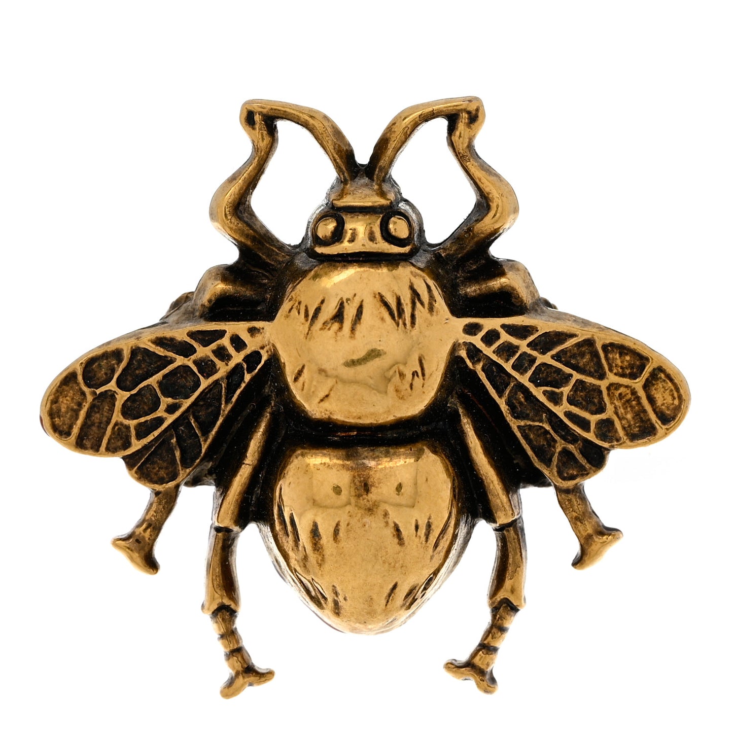 Metal Enamel Bee Ring 56 7.5 Aged Gold