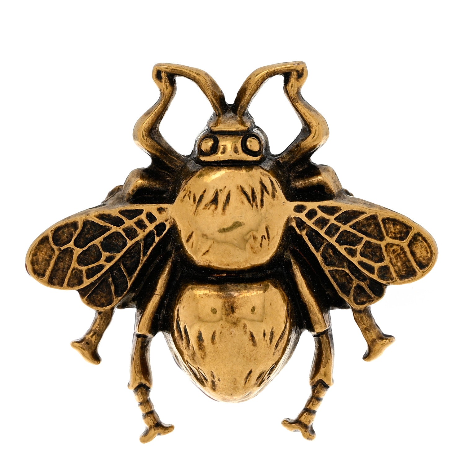 Gucci Metal Enamel Bee Ring 56 7.5 Aged Gold 1 of 4
