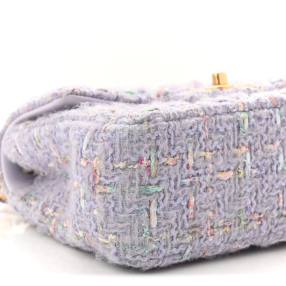 Chanel Tweed Quilted Pearl Twist Mini Rectangular Flap Purple 9 of 11