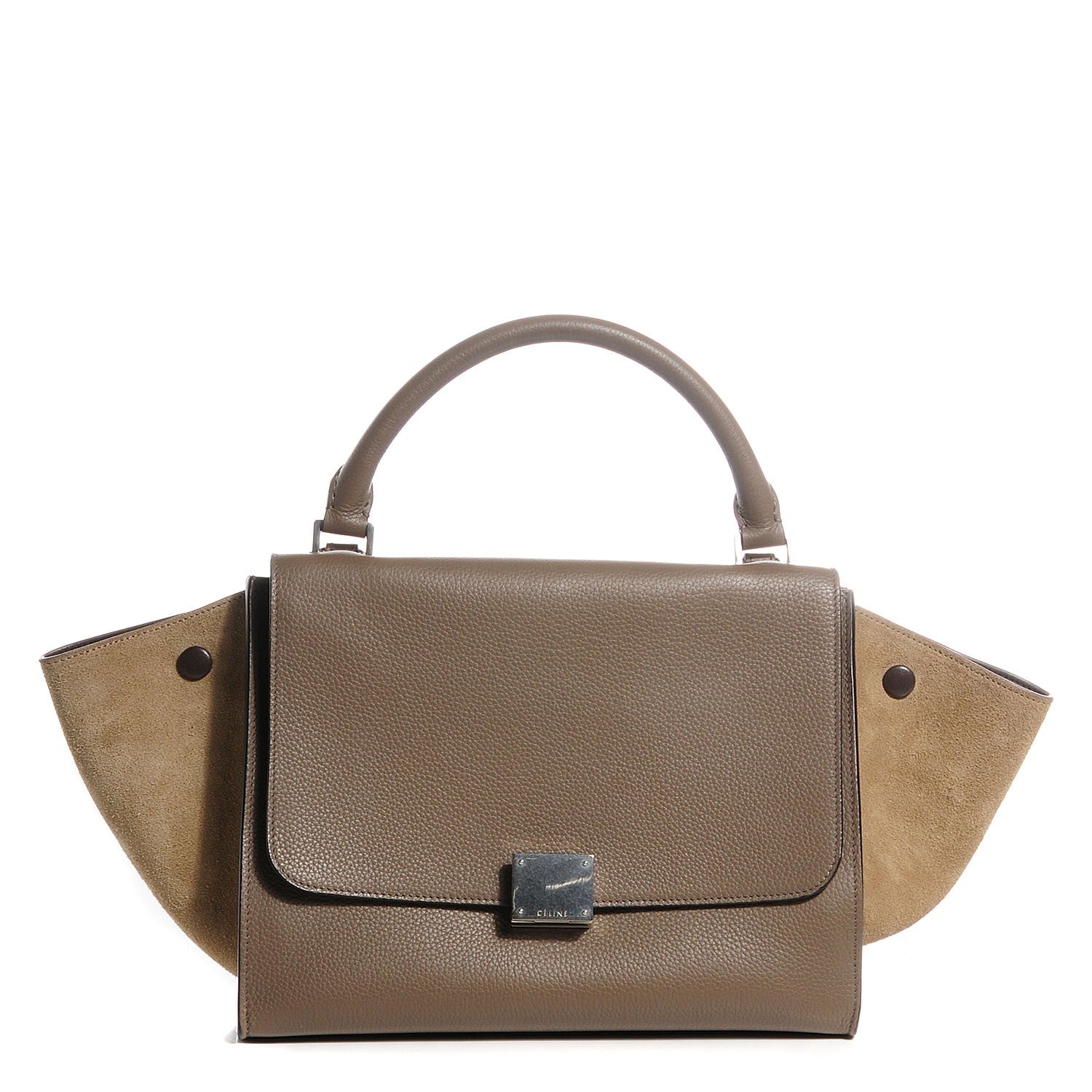Celine Drummed Calfskin Suede Small Trapeze Dune 1 of 9