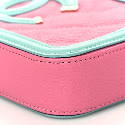 Chanel Caviar Quilted CC Filigree Clutch With Chain Pink Green Blue 10 of 10