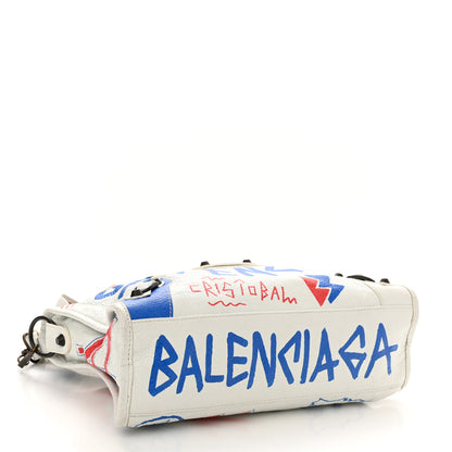 Balenciaga Agneau Graffiti All Over Classic Hardware S City White Bleu Rouge 4 of 13