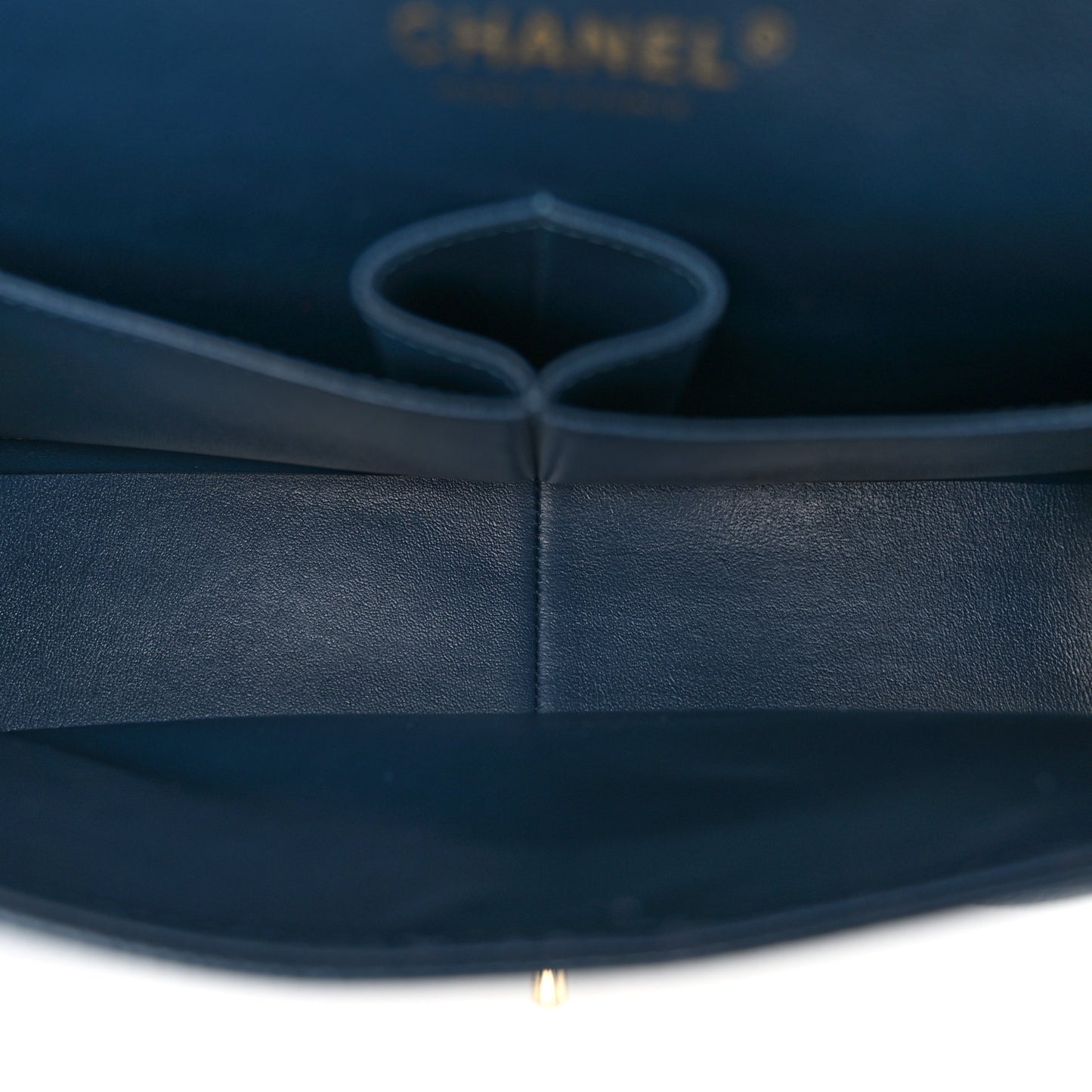 Metallic Caviar Quilted Jumbo Double Flap Dark Blue