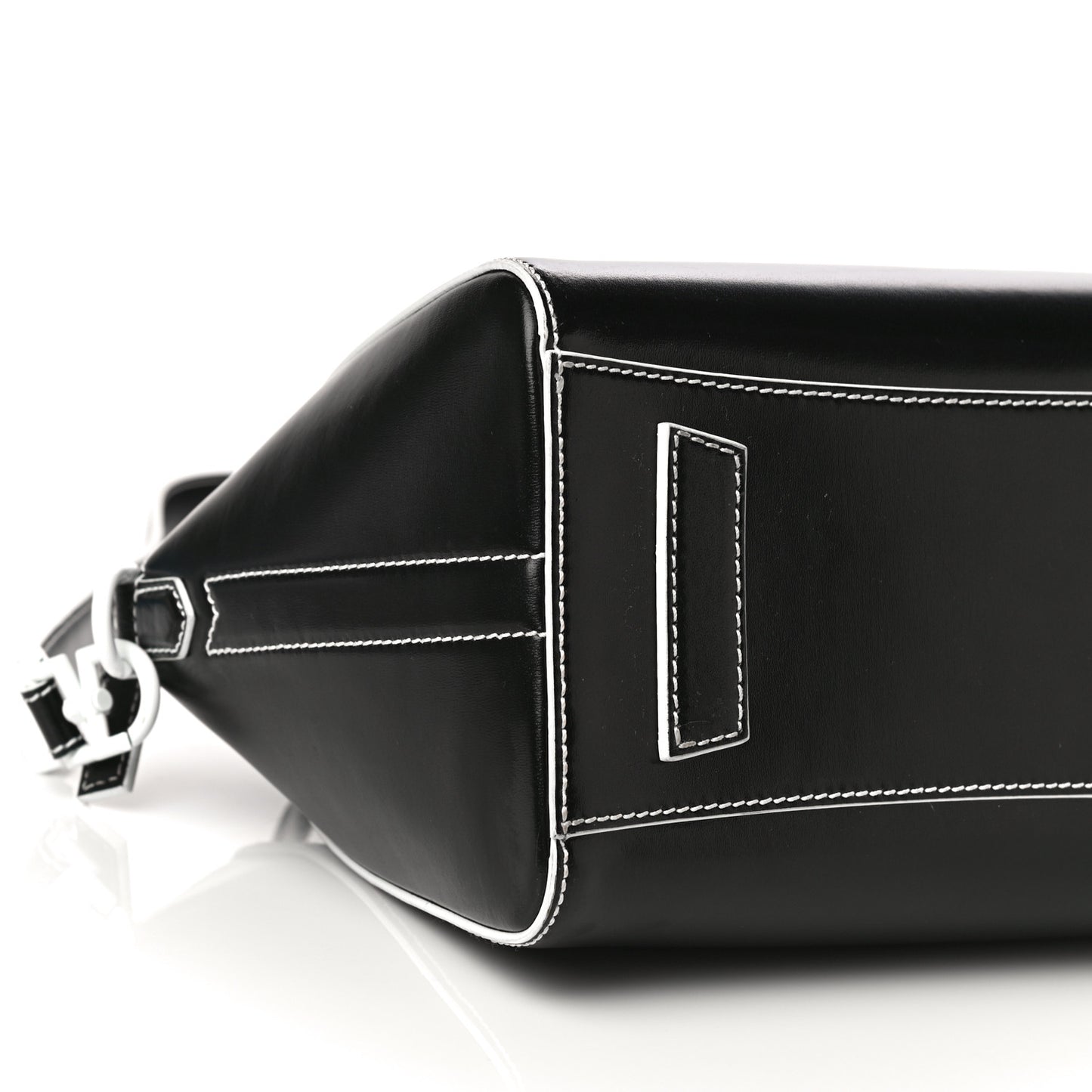 Calfskin Contrast Topstitch Small Antigona Black White