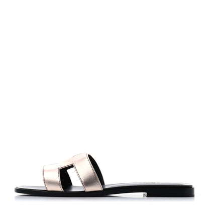 Hermes Metallic Calfskin Oran Sandals 40 Rose Dore 1 of 4