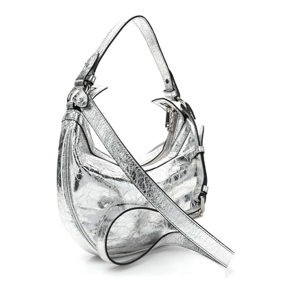 Versace Metallic Calfskin Small Repeat Zip Hobo Silver 3 of 8