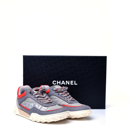 Chanel Wool Nylon Lambskin Suede Calfskin Womens Logo Sneakers 36.5 Grey Orange 11 of 11