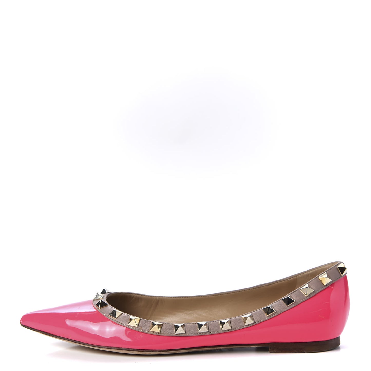 Patent Calfskin Rockstud Ballerina Flats 35.5 Fuxia Fluo Poudre