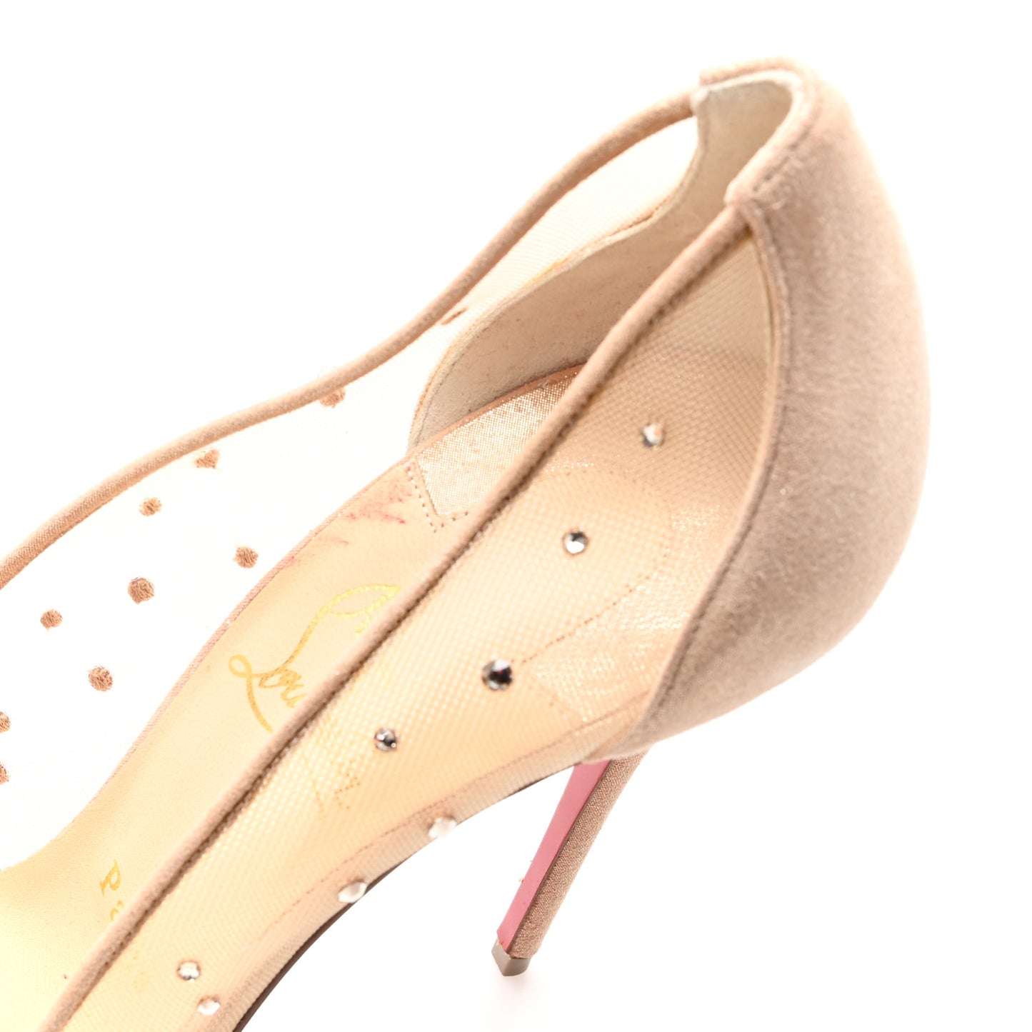 Suede Lame Crystal Strass Follies 100 Pumps  40.5 Light Silk