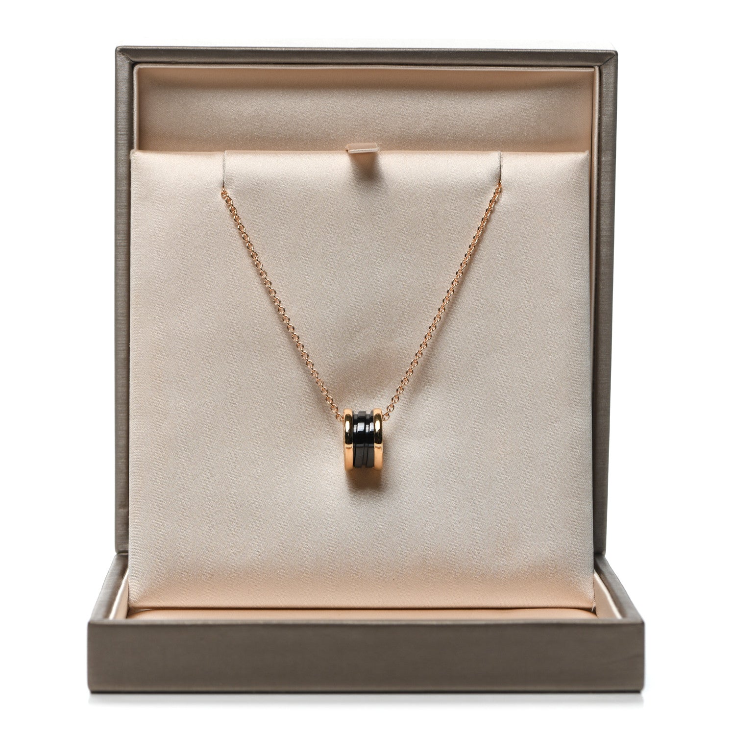 Bulgari 18K Rose Gold Black Ceramic B.Zero1 Pendant Necklace 5 of 5