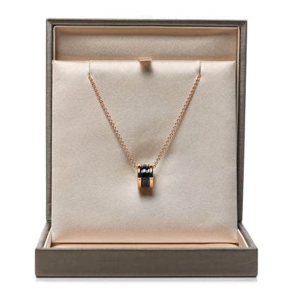 Bulgari 18K Rose Gold Black Ceramic B.Zero1 Pendant Necklace 5 of 5