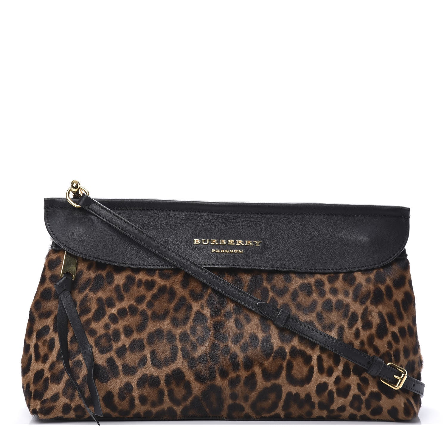 Burberry Calf Hair Calfskin Leopard Print Clutch Black 1 of 10