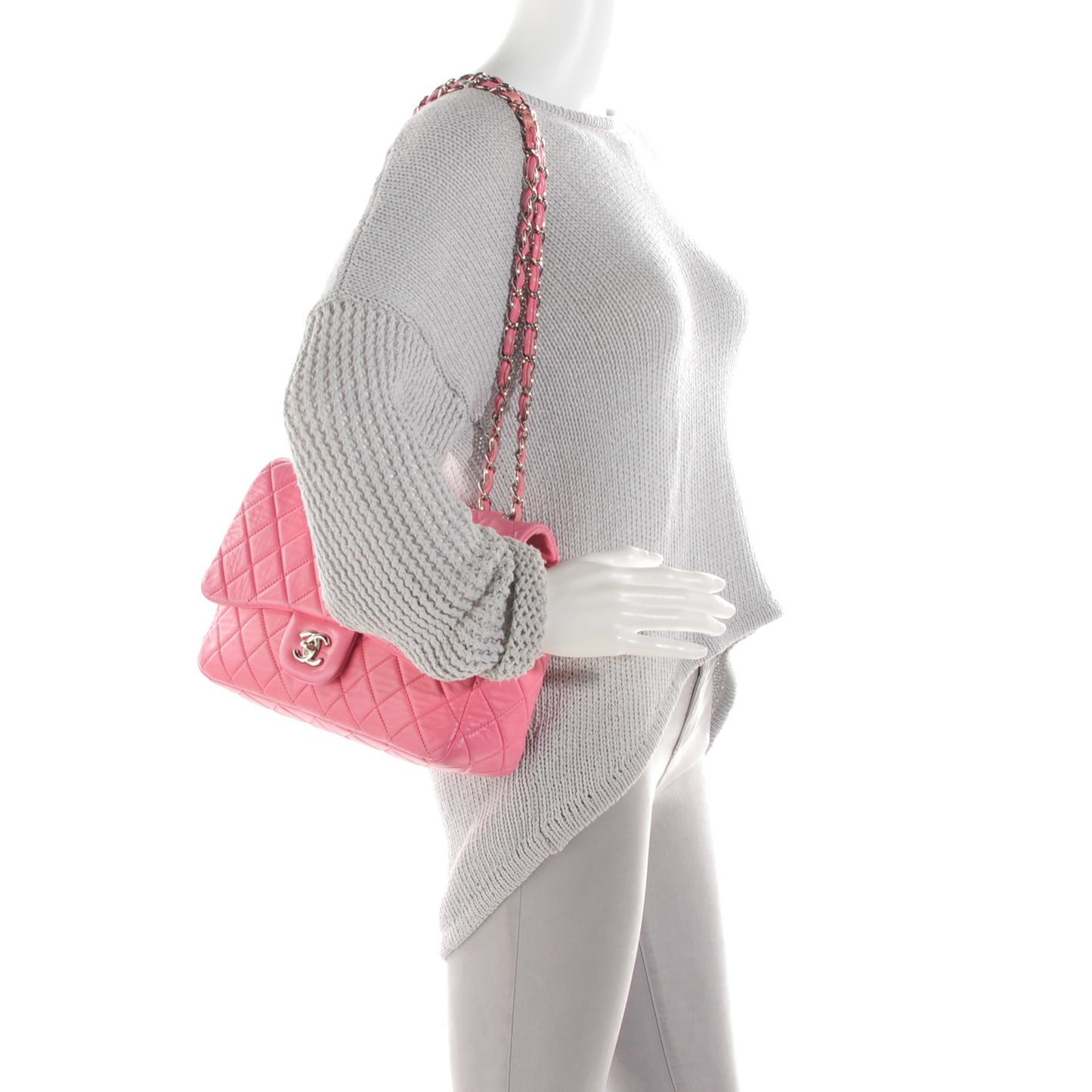Lambskin Quilted Jumbo Single Flap Pink
